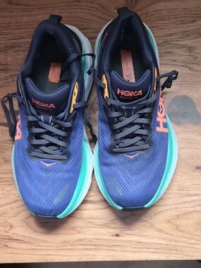 Hoka Navy, Teal & Orange Bondi 8 Running Shoes 8.5